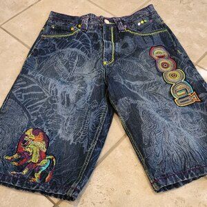 Boy's COOGI Safari Group - Parrot Logo Embroidered Denim Jean Shorts (Youth 20)